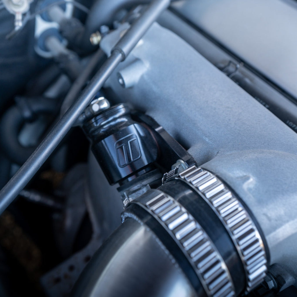 Close-up of a car engine with visible components